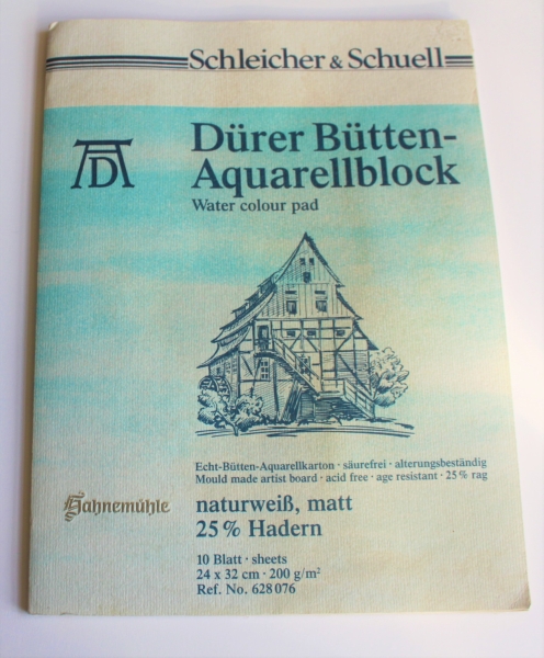 Hahnemühle Dürer Bütten- Aquarellblock 24x32cm 200g/m² (10 Blatt) naturweiß